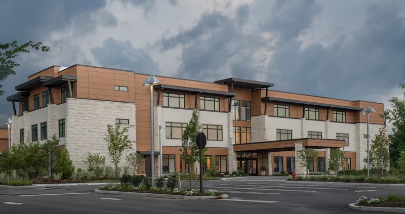 Modern multi-story senior living community